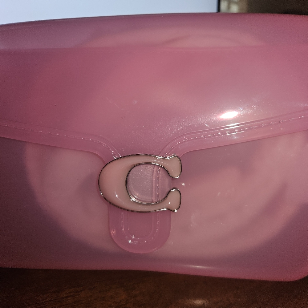 Coach Pink and Silver Clutch with Glossy Finish